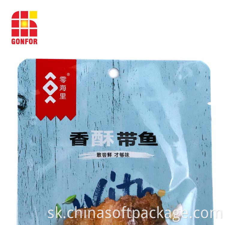 Custom Printed Doypack Pouch For Dried Fish Snack Packaging